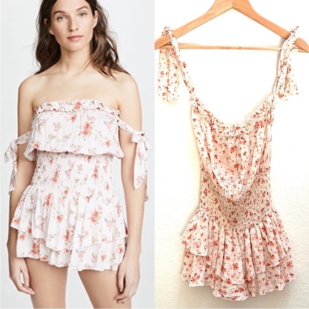 Blue Life Floral Off-Shoulder Ruffle Romper